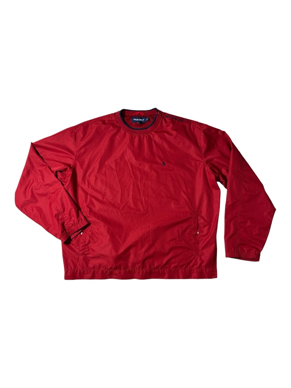 Polo Ralph Lauren mens L Large red polyester golf pullover crewneck windbreaker